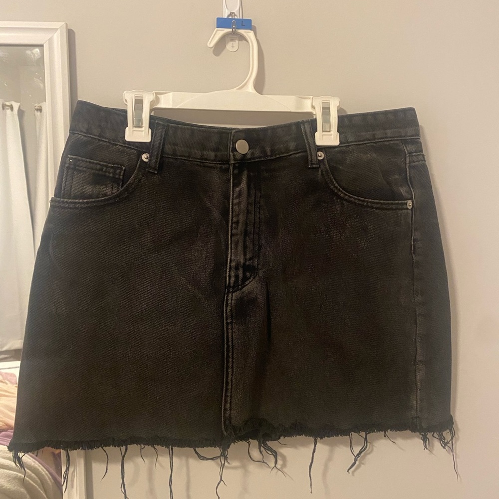 Black denim skirt
